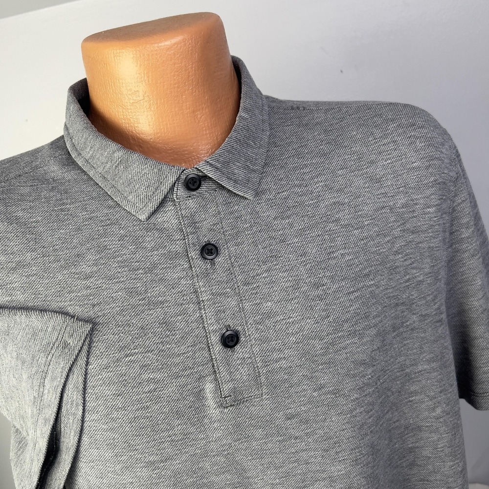 Lululemon Polo Shirt Mens L Gray Performance Knit Lightweight Casual Golf